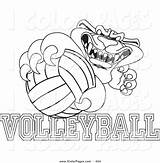 Volleyball Coloring Pages Mascot Panther Text Cartoon Illustration Vector Line Getdrawings Printable Toons4biz Getcolorings Print sketch template