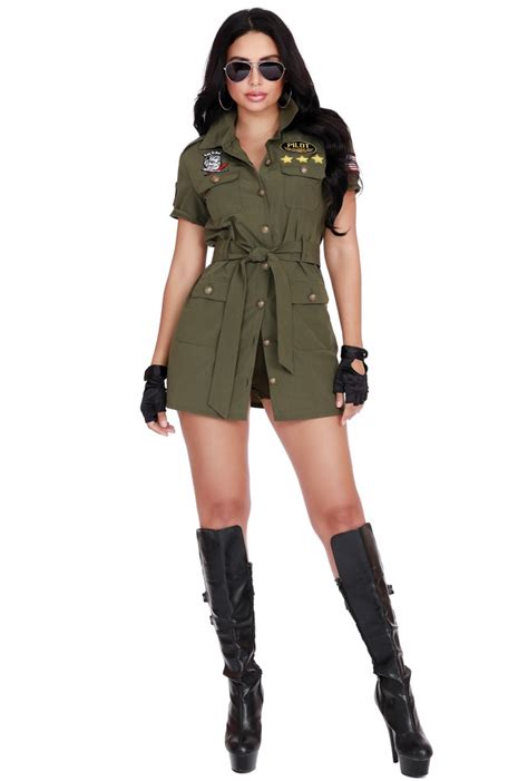 Dreamgirl Ladies Top Gun Pilot Military Dress Costume