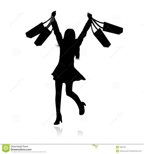 Vector Happy Shopping Girl Stock Vector Illustration Of Cases 7069745