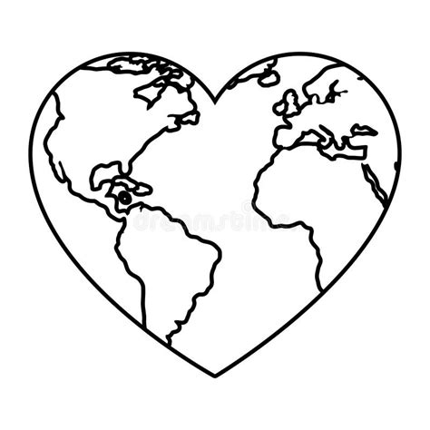 world planet earth  heart shape stock vector illustration