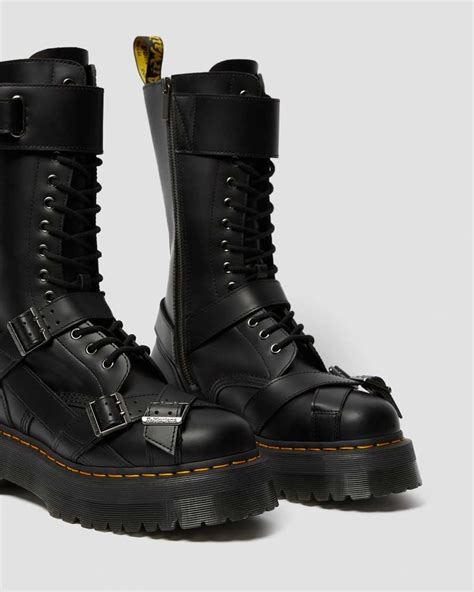 smooth leather tall platform boots dr martens