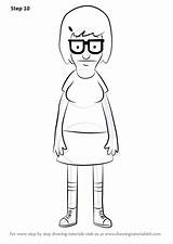 Burgers Tina Belcher Draw Bob Bobs Drawing Step Cartoon Coloring Characters Drawings Drawingtutorials101 Burger Pages Easy Tutorials Character Sketch Kids sketch template