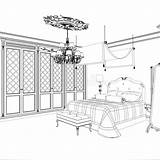 Binnenlandse Schets Grafische Slaapkamer Uitstekende sketch template
