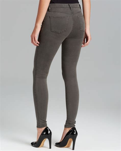 j brand jeans luxe sateen high rise maria in armour in gray lyst
