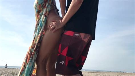 real amateur public standing sex risky on the beach people walking near