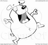 Jumping Chubby Dog Clipart Cartoon Outlined Coloring Vector Cory Thoman Royalty sketch template