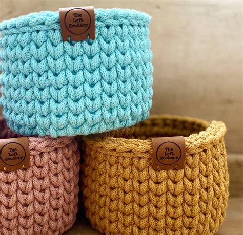 block colour crochet basket   left hookery notonthehighstreetcom