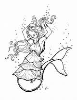 Tail Coloring Mermaid Pages Dolphin Drawing Getdrawings Dress sketch template