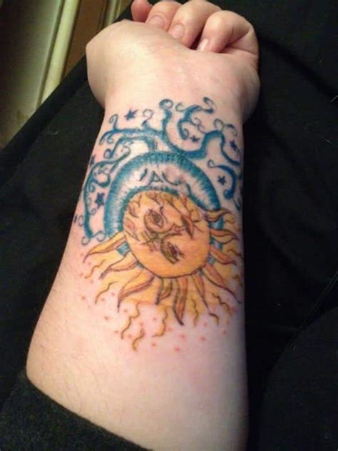 sun and moon yin yang matching tattoos