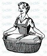 Clipart Housewife Retro Laundry Clip Clipground 1950s Happy sketch template