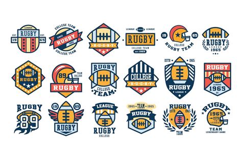 set  rugby club emblems branding logo templates creative market