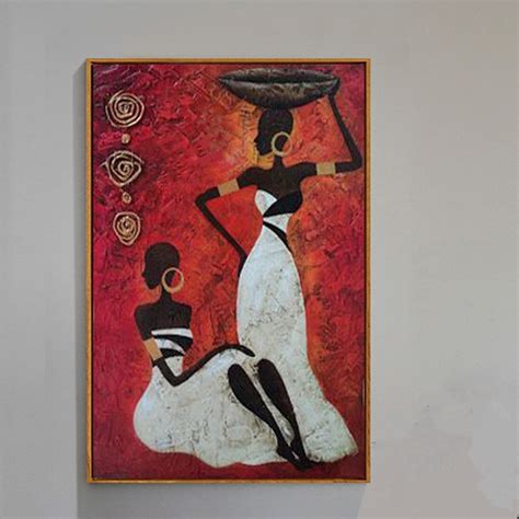Hand Painted Abstract African Women Oil Paintings On Canvas Modern Home