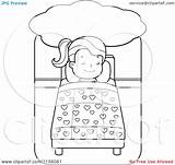 Bed Sleeping Girl Little Clipart Dreaming Cartoon Coloring Colouring Pages Sheets Sleep Cory Thoman Outlined Vector Clip Fall Boy Choose sketch template