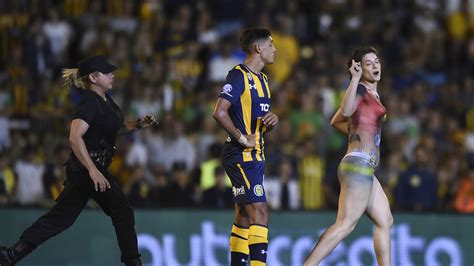 Near Naked Female Streaker Protesting Violence In Football