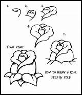 Draw Rose Step Guide Easy Drawing Roses Steps Simple Flower Drawings Beginners Flowers Tutorial 3d So Cool Instructions Good Name sketch template