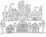 Coloring Castle Printable Adult Print Paste Cut Craft Whimsical sketch template