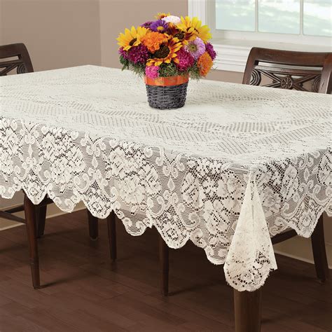 essential home buckingham lace tablecloth ivory    home dining