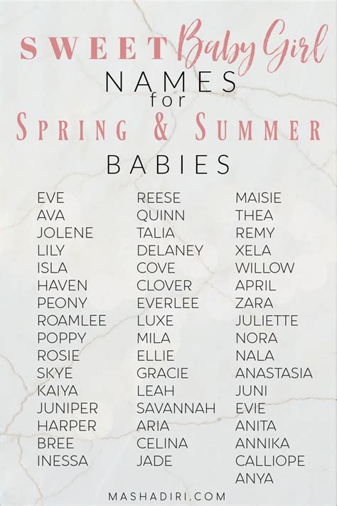 sweet baby girl names  spring  summer babies   baby girl