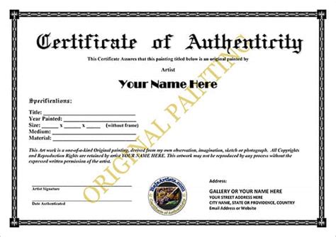 certificate  authenticity templates word excel  formats