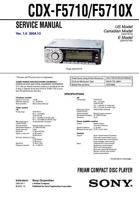 sony cdx ffx service manual  schematics eeprom repair info  electronics