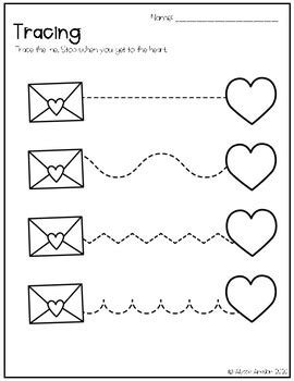 valentines day tracing worksheets  sunshine   spectrum