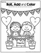 Roll Color Valentine Coloring Add Dice Dibujos Kindergarten Fun Para Preschool Tootsie Sin Valentines School Sheets Pages Grade Activities Addends sketch template