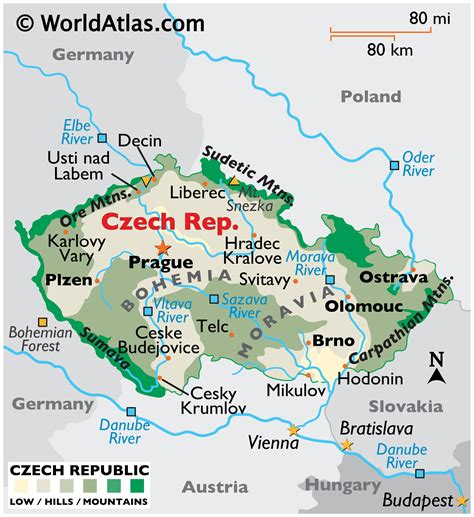 geography of czech republic landforms world atlas
