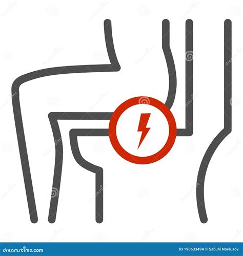 Hemorrhoids Line Icon Health Problems Concept Anal Pain Sign On White