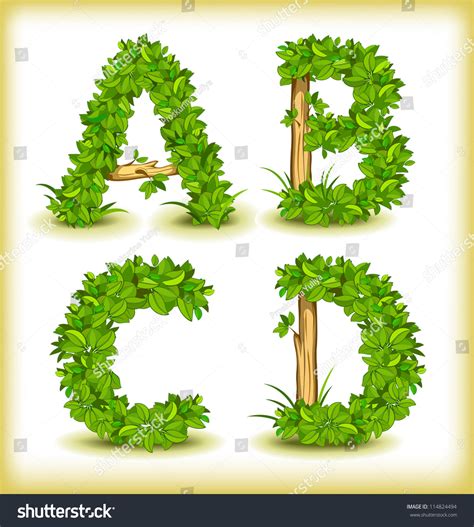green tree alphabet font stock vector illustration  shutterstock