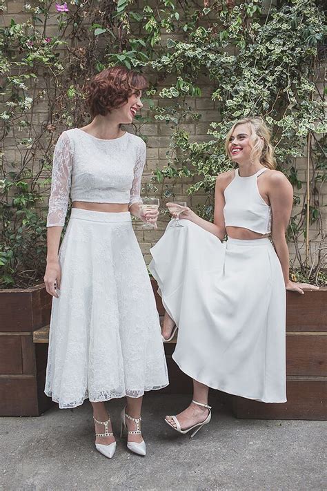 beautiful lesbian wedding style by house of ollichon pretty crop tops and skirts in a range of