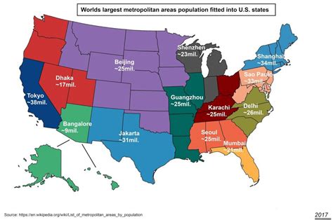worlds largest metropolitan areas population fitted   states vivid maps