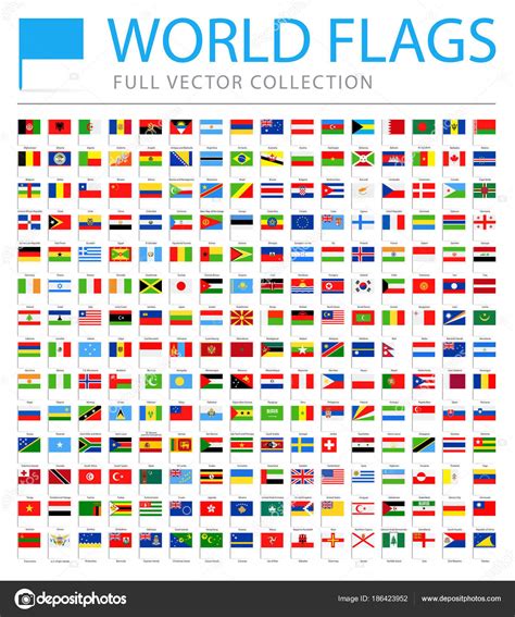 world flags  additional list  countries  territories vector pin flat icons