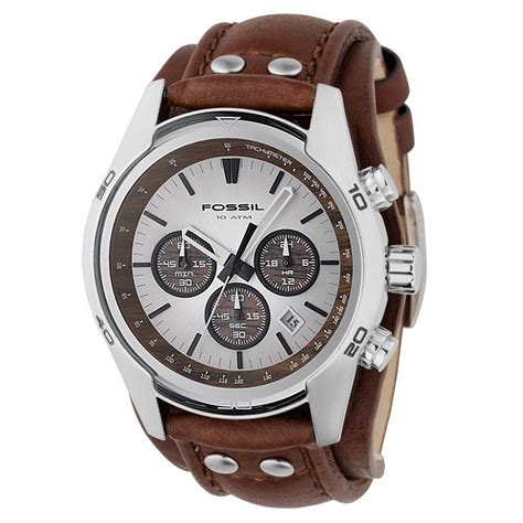fossil ch coachman mm mens chronograph brown leather