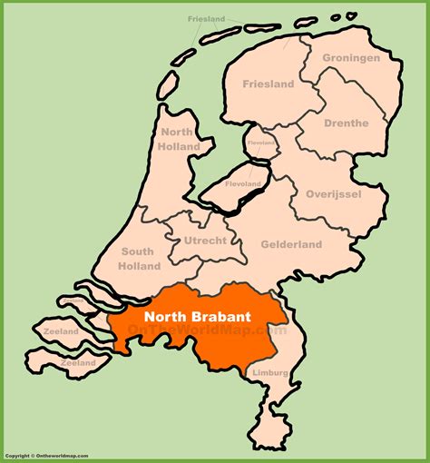 north brabant location   netherlands map