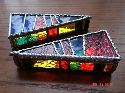 Hand Crafted Stained Glass Hinged Top Pizza Slice Boxes By Artistic