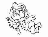 Cupid Coloring Smiling Coloringcrew sketch template
