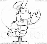 Lobster Crawdad Waving Mascot Character Chef Clipart Cartoon Cory Thoman Outlined Coloring Vector 2021 sketch template