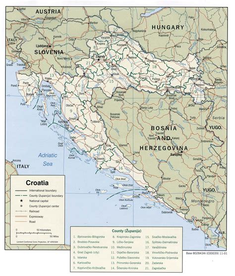 detailed administrative map  croatia croatia detailed administrative