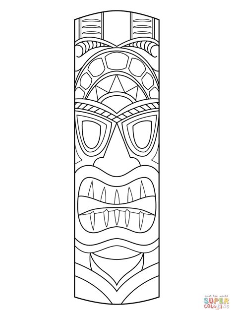 tiki mask template printable sketch coloring page
