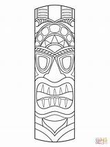 Tiki Coloring Mask Printable Totem Pages Drawing Pole Hawaiian Masks Crafts Drawings Luau Poles Easy Party Color Theme Faces Kids sketch template