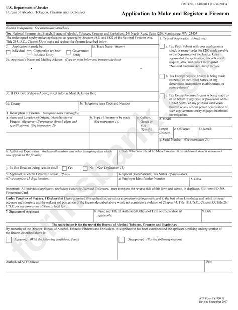 atf form  application    register  firearm