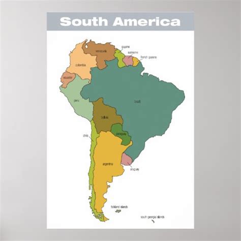 full color map  south america poster zazzle