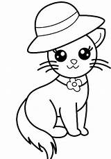Hat Cat Coloring Pages Printable Wearing Kids Cats sketch template