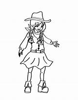 Coloring Cowgirl Little Beautiful sketch template