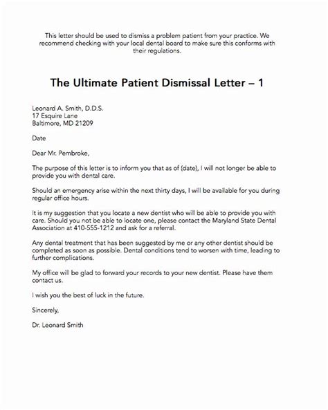 famous dismissal letter  dental office references letter template