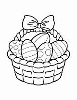 Easter Basket Egg Coloring Pages Printable Clipart Colouring Drawing Bunny Empty Easy Clip Flower Eggs Picnic Print Basketball Color Drawings sketch template