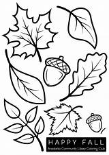 Coloring Fall Leaves Pages Acorns Clip Autumn Printable Leaf Sheets Acorn Crafts Okpls Color Template Kids Club Thanksgiving Adult Cliparts sketch template