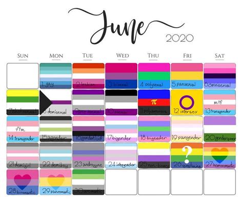 pride month calendar fandom