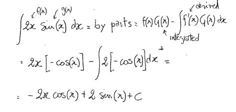 how do you use integration by parts to evaluate the integral 2xsin x dx