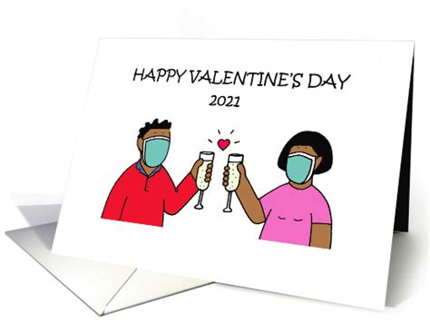 happy valentines day  cartoon african american couple card